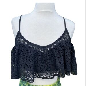 Intimately Free People Black Crochet Lace Top